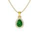 Diamondere Natural and Certified Pear Emerald and Diamond Halo Drop Petite Necklace in 9ct White Gold | 0.46 Carat Pendant with Chain