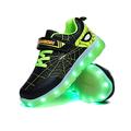 Light Up Shoes - Boys Light Up Flashing LED Casual Sport Shoes Spider Design Sneakers for Toddler Little Kid Black Green