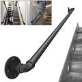 Vintage Handrail for Stairs Step,Indoor and Outdoor Stair Handrails Banister Railing Hand Rail Support Kit, Black Metal Wrought iron Elderly Kids Safety Staircase Rails (Size : 210cm(7ft))