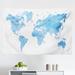 East Urban Home Ambesonne Map Tapestry, Blue Watercolor Style World Map Pastel Colored Display Of Continents | 30 H x 45 W in | Wayfair