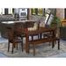 Winston Porter Alingtons 6 - Person Rubberwood Solid Wood Dining Set Wood/Upholstered in Brown | 30 H in | Wayfair 6C9BCA9B61E540219FC7FAAF97162F7F