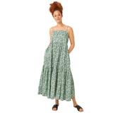 Plus Size Women's Tiered Cotton Maxi Dress by ellos in Ivory Green Ditsy Floral (Size 18/20)