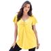 Plus Size Women's Flutter-Sleeve Sweetheart Ultimate Tee by Roaman's in Lemon Mist (Size 18/20) Long T-Shirt Top