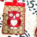 Coach Bags | Cute Very Rare Coach Owl Luggage Tag | Color: Gold/Red | Size: Os