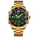 VIGOROSO Mens Watches Multi Times Military Black Watch Chronograph Digital Analog Stainless Steel Wrist Watch for Men/Boys/Teens/Gents Waterproof, Gold, Sport