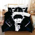 PTNQAZ Anime Jujutsu Kaisen Bedding Set For Boys 3D Printed Duvet Covers With Pillowcases Kids Quilt Cover Bedclothes (Double)