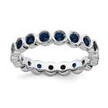 925 Sterling Silver Bezel Polished Patterned Stackable Expressions Created Sapphire Ring Size J 1/2 Jewelry Gifts for Women