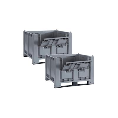 BRB 2x Palettenbox mit Kommissionierklappe und 2 Kufen, LxBxH 1200x800x850 mm Image