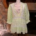 Free People Tops | Free People Over-Sized Top | Color: Green/White | Size: S