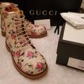 Gucci Shoes | Girls Rose Supreme Lace-Up Boot | Color: Cream/Pink | Size: Various