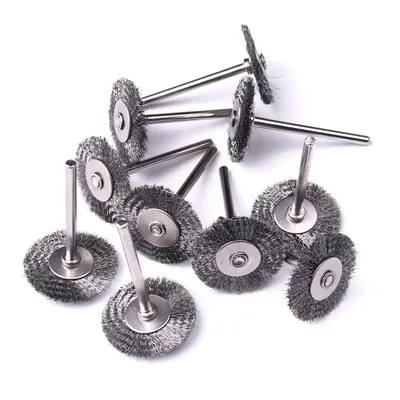 Brosse à roues en fil d'acier 10 pièces outil rotatif Dremel brosses à fil à tige de 3mm pour