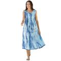 Plus Size Women's Sleeveless Pintuck Tie-Dye Dress by Woman Within in Evening Blue Tie Dye (Size 18 W)