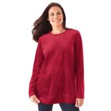Plus Size Women's Plush Velour Tunic Sweatshirt by Woman Within in Classic Red (Size 1X)