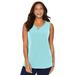 Plus Size Women's Crisscross Timeless Tunic Tank by Catherines in Aqua (Size 3XWP)