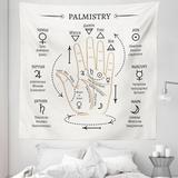 East Urban Home Ambesonne Palmistry Tapestry King Size, Open Hand Streaks & Calligraphy Reading Signs, Wall Hanging Bedspread Bed Cover Wall Decor | Wayfair