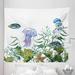 East Urban Home Ocean Tapestry King Size, Watercolor Style Effect Sea Life Pattern w/ Seaweed Jellyfish & Fish | 104 H x 88 W in | Wayfair