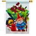 Ornament Collection Garden Gnome 2-Sided Polyester House Flag Metal in Green/Gray | 40 H x 28 W in | Wayfair OC-BG-H-192457-IP-BO-D-US21-OC