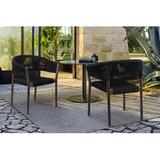 Joss & Main Izola Stacking Patio Dining Chair in Eucalyptus Wood w/ Rope Wood in Black/Brown | 31 H x 26 W x 22 D in | Wayfair