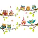 Autocollant mural motif arbre hibou oiseau autocollant mural décoration pour chambre d'enfant