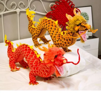 Jouet en peluche dragon chinois pour enfants haute qualité doux rouge jaune mascotte au beurre