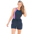 Plus Size Women's High-Neck Colorblock Swimsuit by Swim 365 in Navy Berry (Size 20)