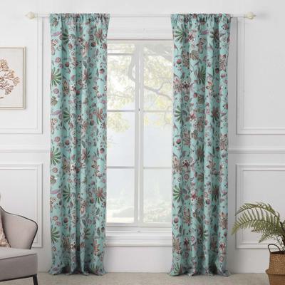 Audrey Turquoise Curtain Panel Pair by Barefoot Bungalow in Turquoise