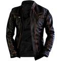 Mens Real Leather Biker- Motorcycle Distressed Black Genuine Leather Jacket-Men vintage Biker Leather Jacket (Distressed Brown, xx_l)