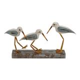 Juniper + Ivory 10 In. x 20 In. Coastal Sculpture White Metal Birds - Juniper + Ivory 92658