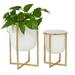 Juniper + Ivory Set of 2 10 In., 13 In. Contemporary Planter White Metal - Juniper + Ivory 51962