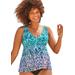 Plus Size Women's V-Neck Flowy Tankini Top by Swimsuits For All in Green Faded (Size 22)