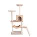 Beige Real Wood Cat Tree with Perches, RunnIng Ramp, Condo and Hammock, 57" H, 34.3 LBS, Tan