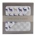 Blue Deer and Glacier Grey Plaid Cotton Muslin Newcastle Blanket - Newcastle Classics 701
