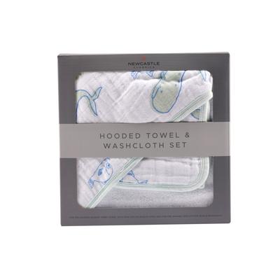 Whale Hooded Towel and Washcloth Set - Newcastle Classics 420