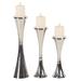 Juniper + Ivory Set of 3 12 In., 15 In., 18 In. Modern Candle Holder Silver Aluminum - Juniper + Ivory 33285