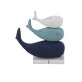 Juniper + Ivory 8 In. x 8 In. Coastal Sculpture Multi Colored Polystone Whales - Juniper + Ivory 38250