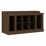 "kathy ireland® Home by Bush Furniture Woodland 40W Shoe Storage Bench with Shelves in Ash Brown - Bush Furniture WDS240ABR-03 "