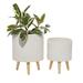 Juniper + Ivory Set of 2 13 In. 16 In. Contemporary Planter White Polystone - Juniper + Ivory 46492