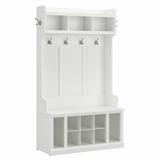 "kathy ireland® Home by Bush Furniture Woodland 40W Hall Tree and Shoe Storage Bench with Shelves in White Ash - Bush Furniture WDL002WAS "