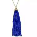 J. Crew Jewelry | J Crew Blue Beaded Crystal Tassel 28” Necklace | Color: Blue/Gold | Size: Os