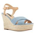 Nine West Shoes | Nine West Dane Platform Espadrille Wedge Sandals | Color: Blue/Cream | Size: 9