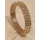 HANDMADE Gold Diamond Bracelet for Women Stretch Swarovski Crystal bangle bracelet 24kt GOLD Evening Formal Gem Ladies Statement Jewelry GIFT .4" wide Pierre Lorren Jewellery