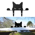Ornement de pelouse de chat noir en plastique sculpture de jardin chat lorgnant art de cour