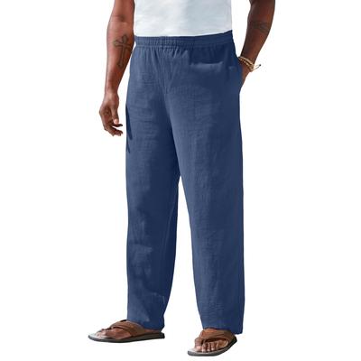 Plus Size Women's Elastic Waist Gauze Cotton Pants by KS Island in Navy (Size XL)