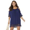 Plus Size Women's Vera Crochet Cold Shoulder Cover Up Dress by Swimsuits For All in Navy (Size 14/16)