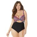 Plus Size Women's Cut Out Underwire One Piece Swimsuit by Swimsuits For All in Multi (Size 6)