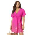 Plus Size Women's Kate V-Neck Cover Up Dress by Swimsuits For All in Pink (Size 14/16)