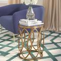 House of Hampton® Danjou Glass Top Metal Frame End Table Glass/Metal in Yellow | 20.125 H x 16.25 W x 16.25 D in | Wayfair WRLO7434 40768945