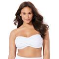 Plus Size Women's Valentine Ruched Bandeau Bikini Top by Swimsuits For All in White (Size 8)