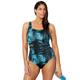 Plus Size Women's Chlorine Resistant Spliced Tank One Piece Swimsuit by Swimsuits For All in New Green Labyrinth (Size 12)