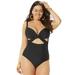 Plus Size Women's Cut Out Underwire One Piece Swimsuit by Swimsuits For All in Black (Size 4)